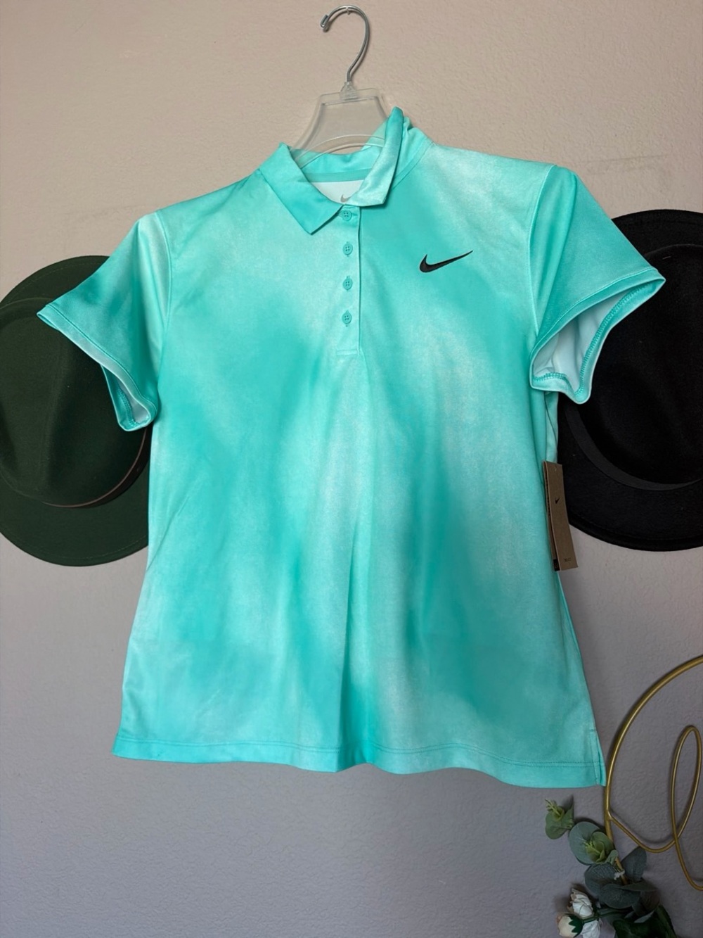 Nike Women's Mint Green Polo Button Down Shirt
